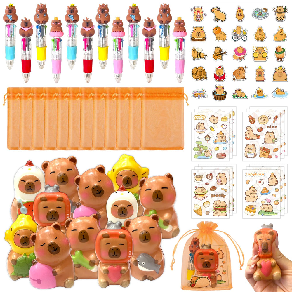 Rinziigo capybara squishy toy for kids' stress relief and playful party favors.