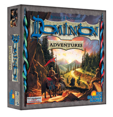 Rio Grande Games Dominion Adventures game gold cover, ideal for family game nights and collectors.