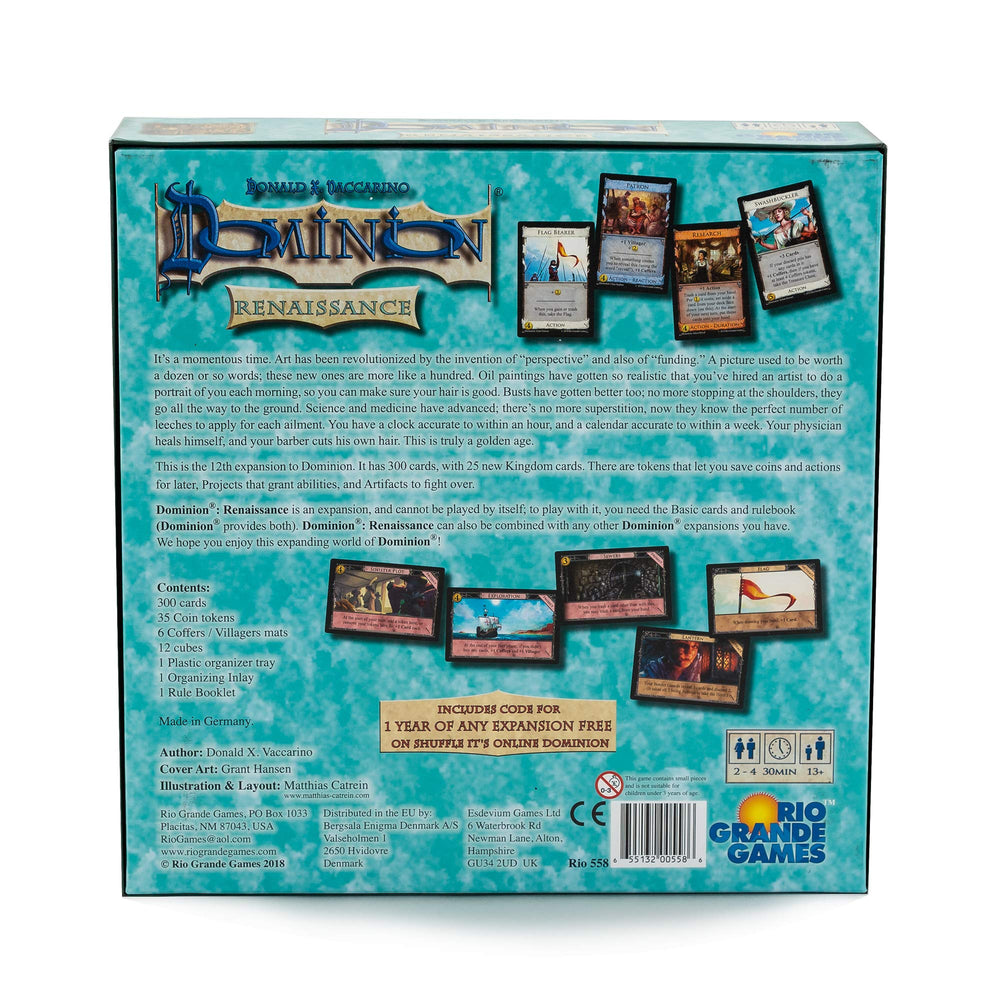 Rio Grande Games Dominion: Renaissance introduces 25 new Kingdom cards for varied setups