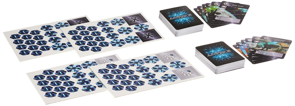 Rio Grande Games Jump Drive cards artwork highlighting bold sci-fi visuals.