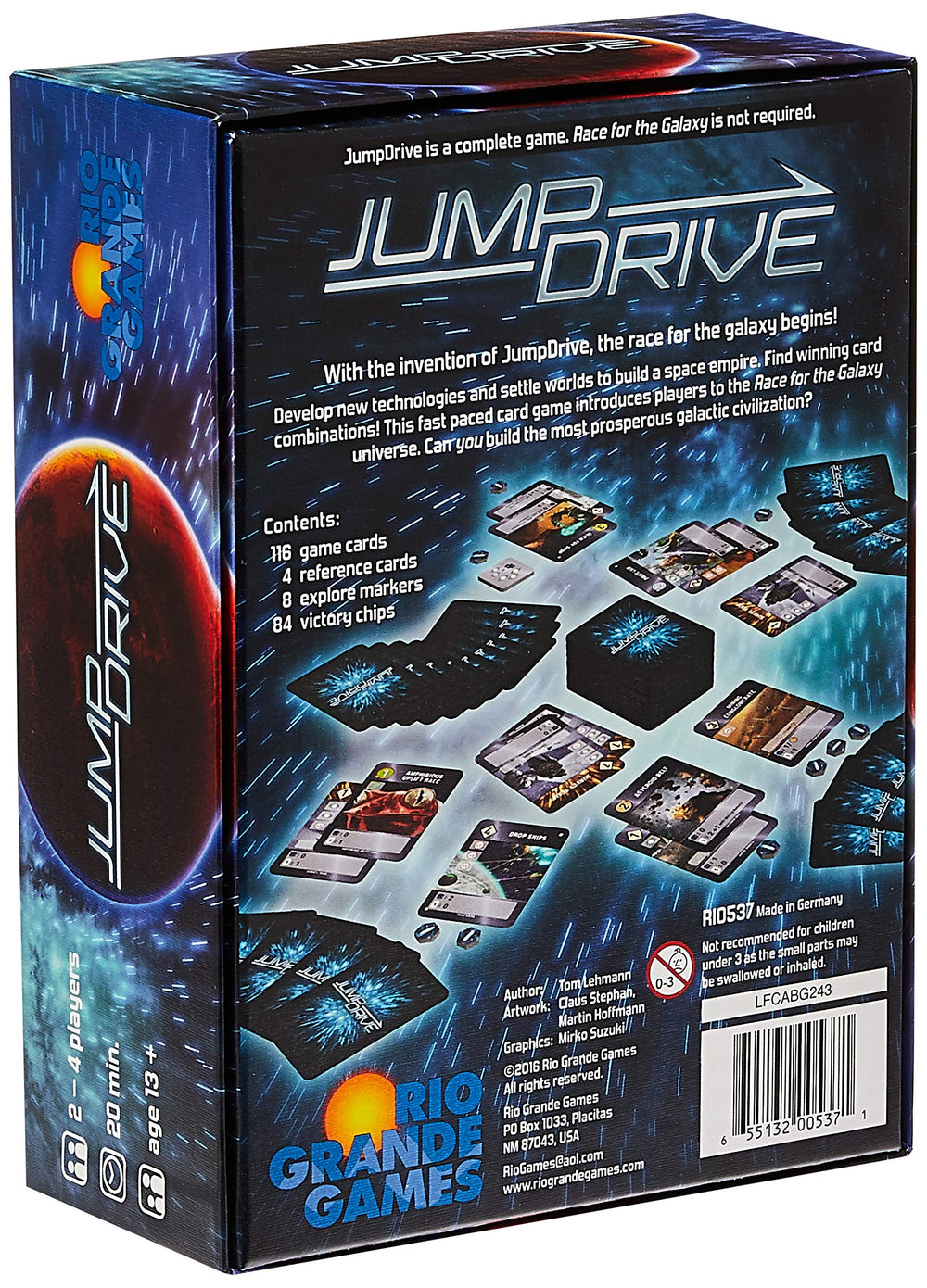 Rio Grande Games Jump Drive game play area showing compact space for 2β4 players.