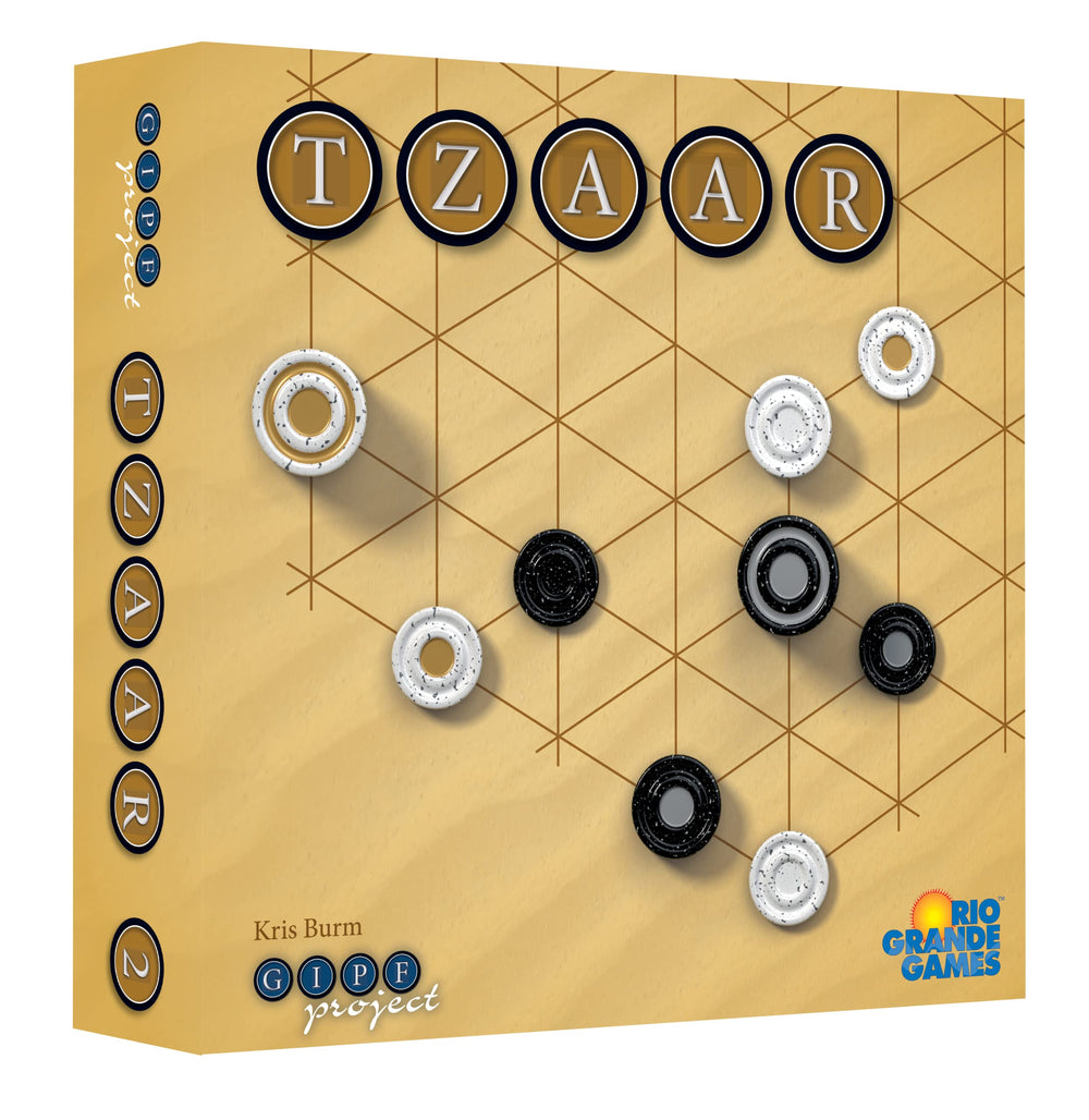 Rio Grande Games Tzaar board setup demonstrating two-player strategy.