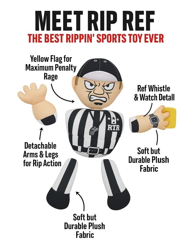 Rip The Ref detachable arms and legs encourage safe, cathartic laughter with friends.