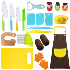 RISICULIS wooden toddler knife set for safe cutting practice and early cooking skills.