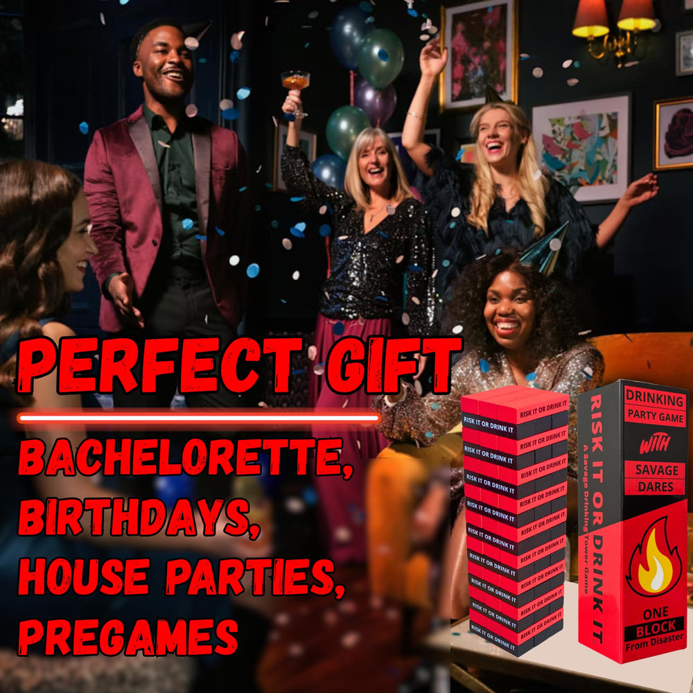 Risk It or Drink It bachelorette party scene with friends