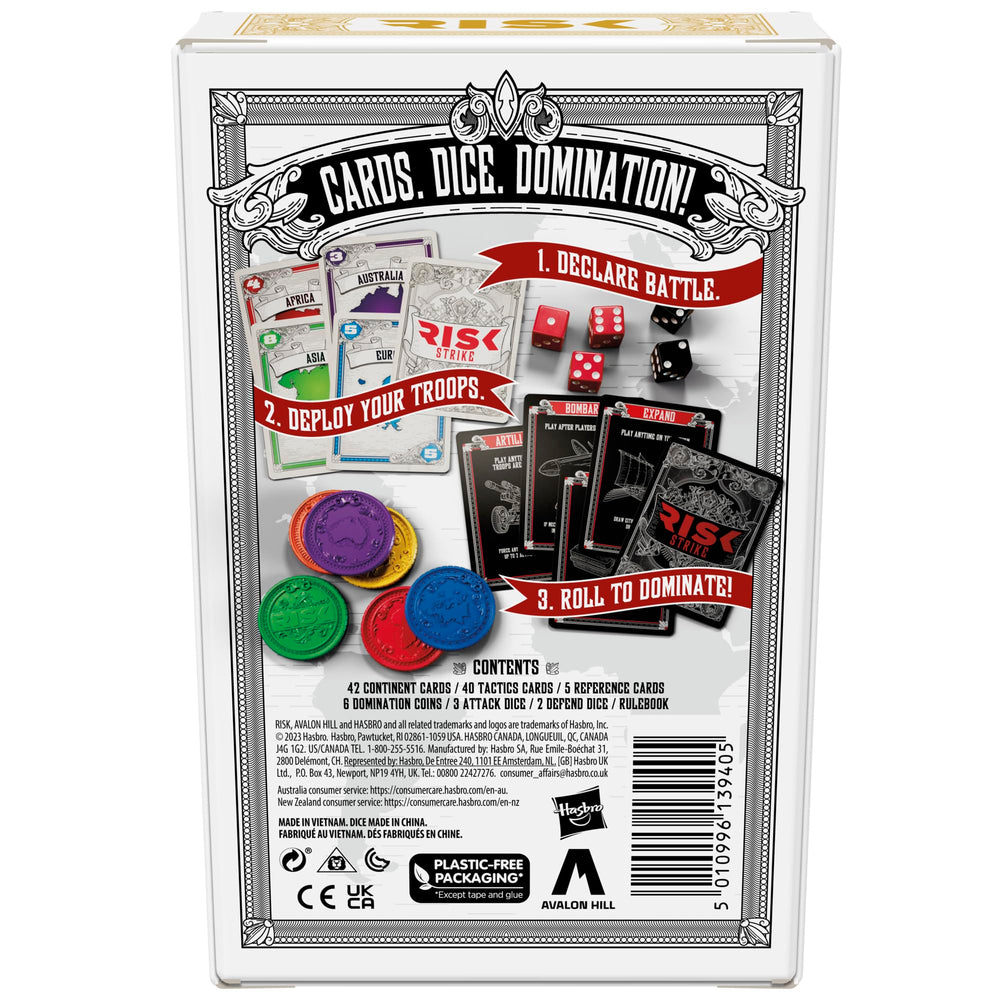 Hasbro Risk Strike cards and dice in hand for fast battles