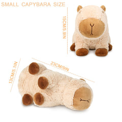 Riuhot Capybara plush 9in side view, durable fabric and huggable texture.