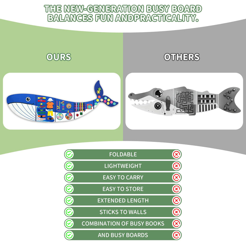 Rivibou foldable busy board travel-friendly for car or plane trips