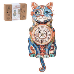 Rnfinewow Cat Detective Clock with Pendulum enhances room decor for cat lovers