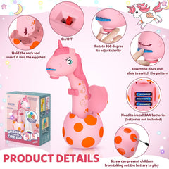 RNGODO unicorn projector with kids tracing demonstrates hands-on learning and motor skills.