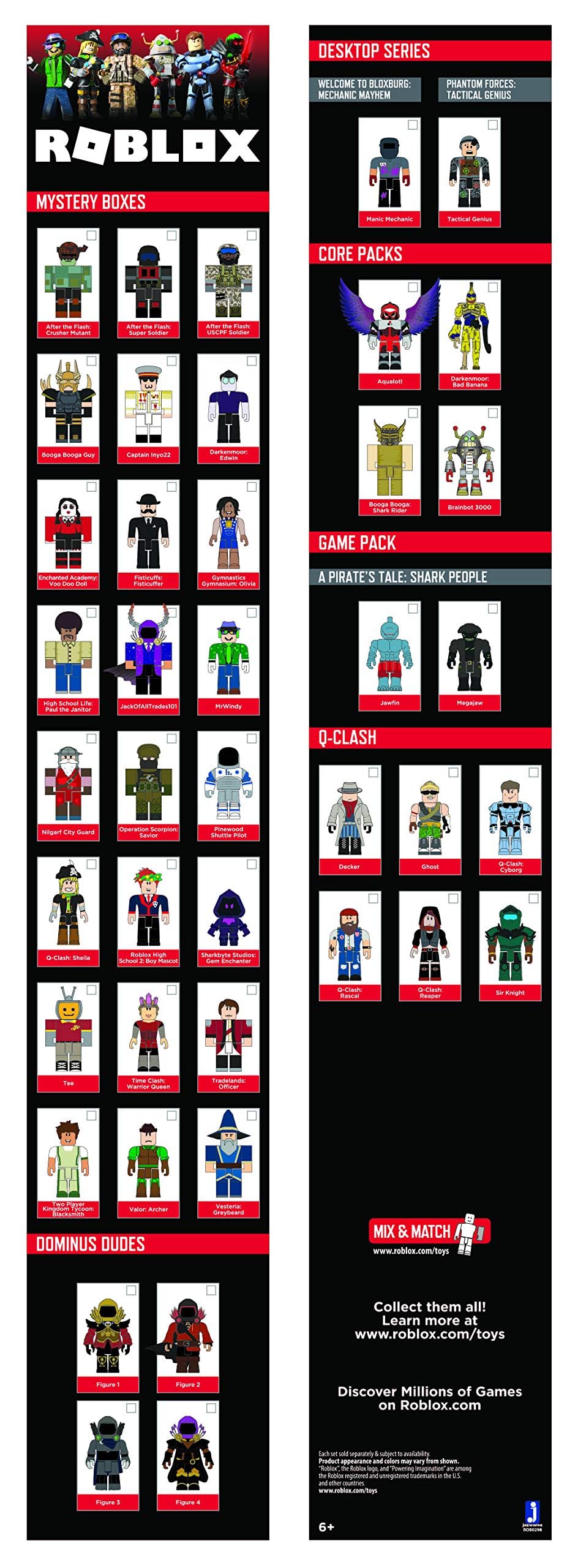Roblox figure parts mix-and-match to create unique characters.