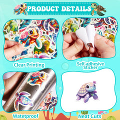 Robmoda turtle sticker for laptops, waterproof vinyl adds playful style.