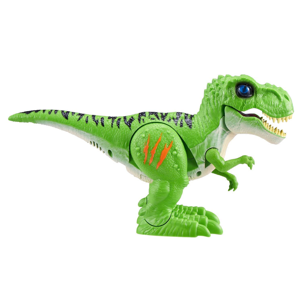 Robo Alive T-Rex with light-reflecting eyes for lifelike detail.