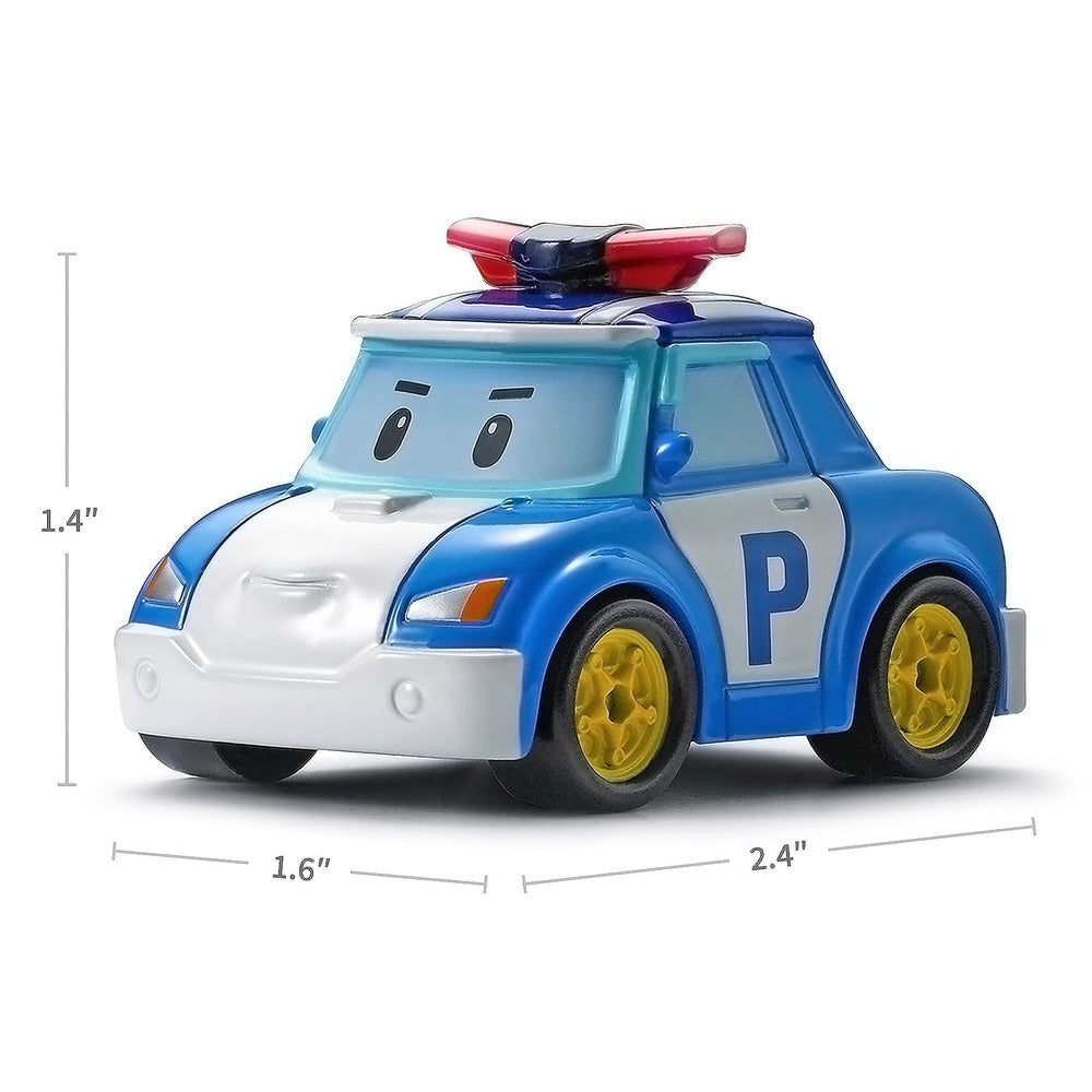 Robocar Poli diecast police car on rug playtime invites imaginative rescue scenarios.