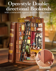 Robotime Book Nook Kit iron ladder detail adds authentic vintage charm