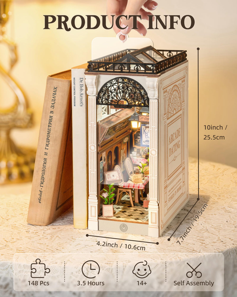 ROBOTIME book nook PET-dustproof-panel helps keep scenes cleaner