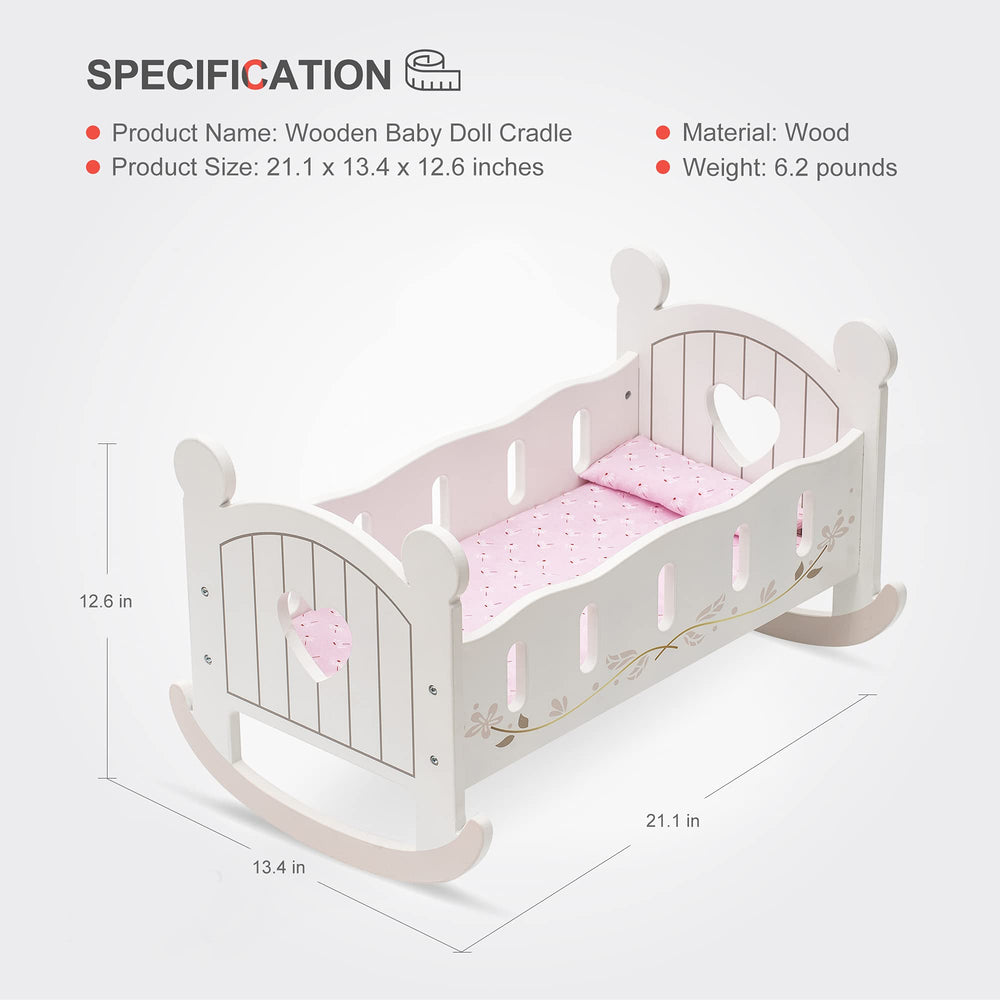 ROBOTIME doll bed set with pillow quilt and sheet for 20 inch dolls