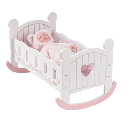 ROBOTIME wooden doll cradle in white with rocking design for soothing play sessions