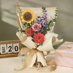 ROBOTIME Forever Flowers Red Camellia with precise laser-cut petals for clean assembly