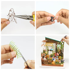 ROBOTIME display-ready miniature home shows creativity in a compact space
