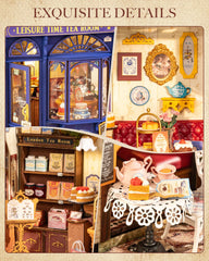 ROBOTIME Leisure Time Tea Room curved windowsill creates a cozy miniature vignette