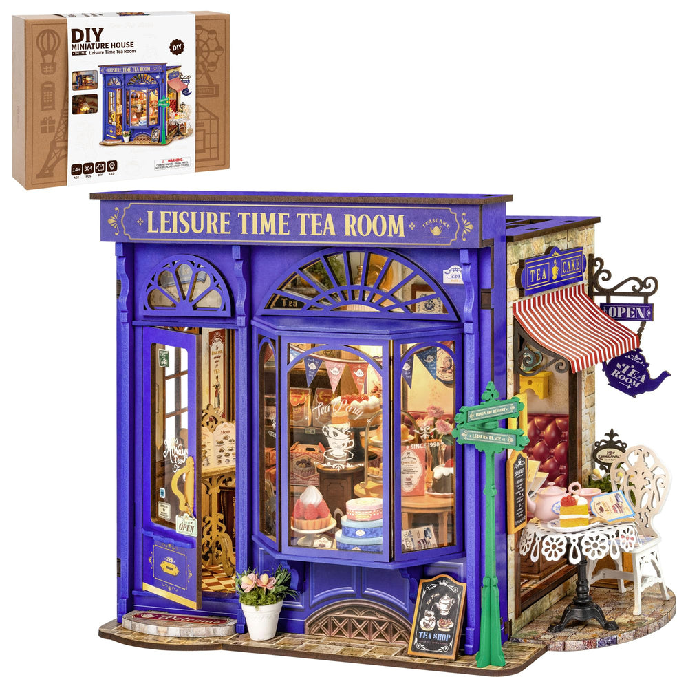 ROBOTIME Leisure Time Tea Room facade detail enhances elegant shelf display
