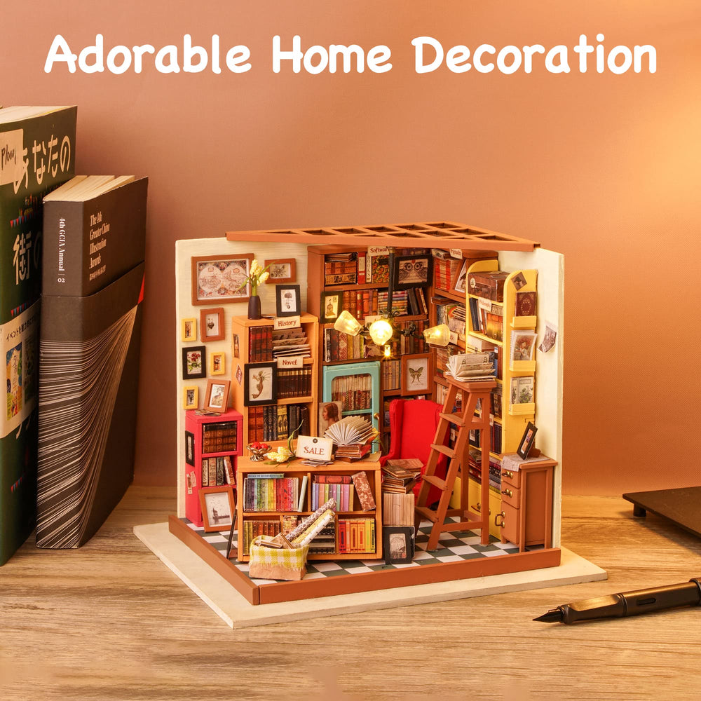Robotime library study miniature rooms bring charm to shelves