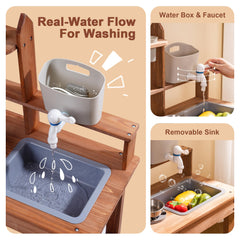 ROBOTIME Mud Kitchen cooking accessories spark creative kitchen adventures outdoors.