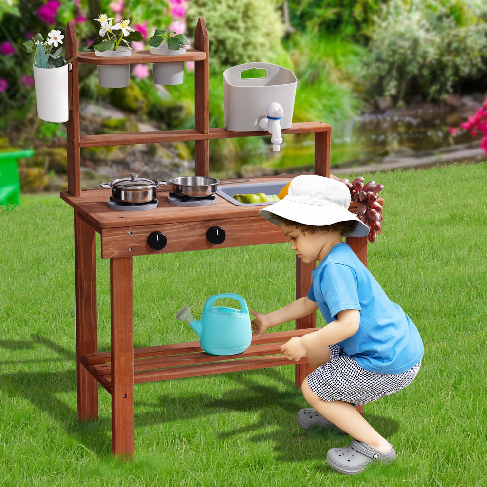 ROBOTIME Mud Kitchen sprinklers introduce watering and plant care play moments.