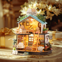 ROBOTIME Puppy's Cozy Villa ladder detail adds charming architectural character.