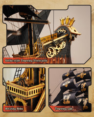 Robotime Seahorse puzzle-cannons display, adding majestic realism to the model kit.