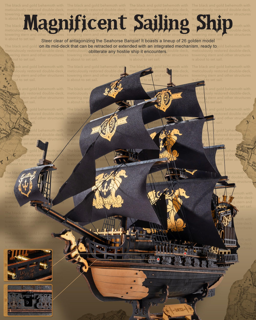 Robotime Seahorse puzzle-sails spread, highlighting challenging build and creative thinking.