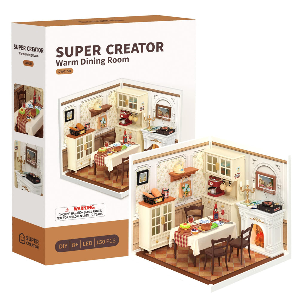 ROBOTIME Super Creator finished mini dining room ready for display