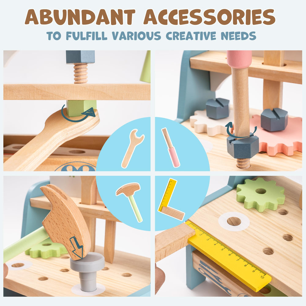 ROBUD kids roleplay with the workbench encourages sharing and collaborative play
