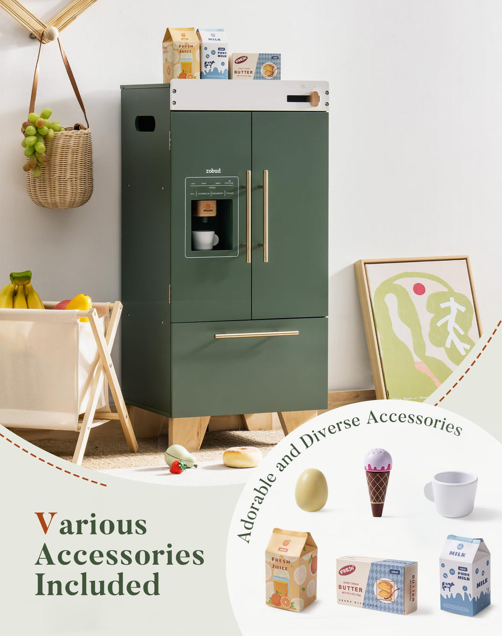 ROBUD vintage green fridge is a gift-ready option for birthdays.