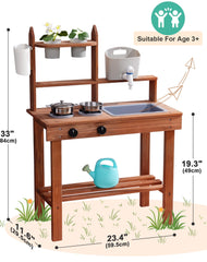 ROBUD Mud Kitchen with removable sink for easy outdoor cleanup and pretend cooking.