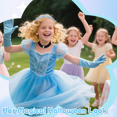 ROC PARTY Cinderella gloves blue fabric for complete princess costume