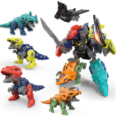 Rockclo dinosaur-transform-robot-kit demonstrates hands-on learning during play.