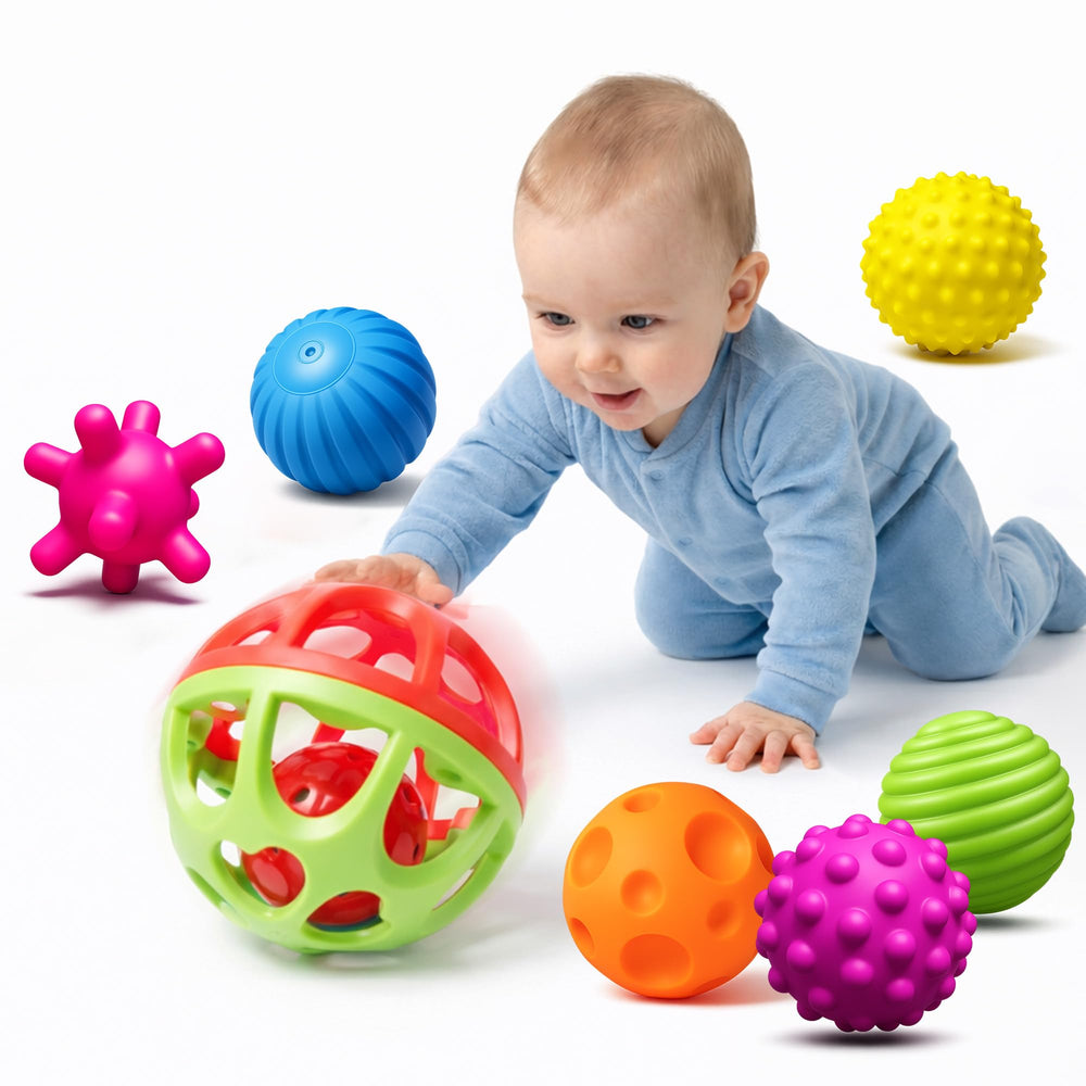 ROHSCE Montessori sensory balls with varied textures for tactile play