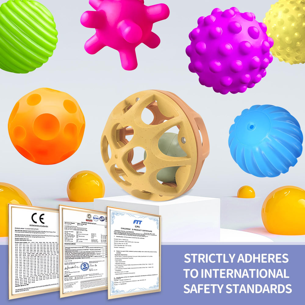 ROHSCE soft-touch sensory balls encourage tactile exploration for babies 3+ months.