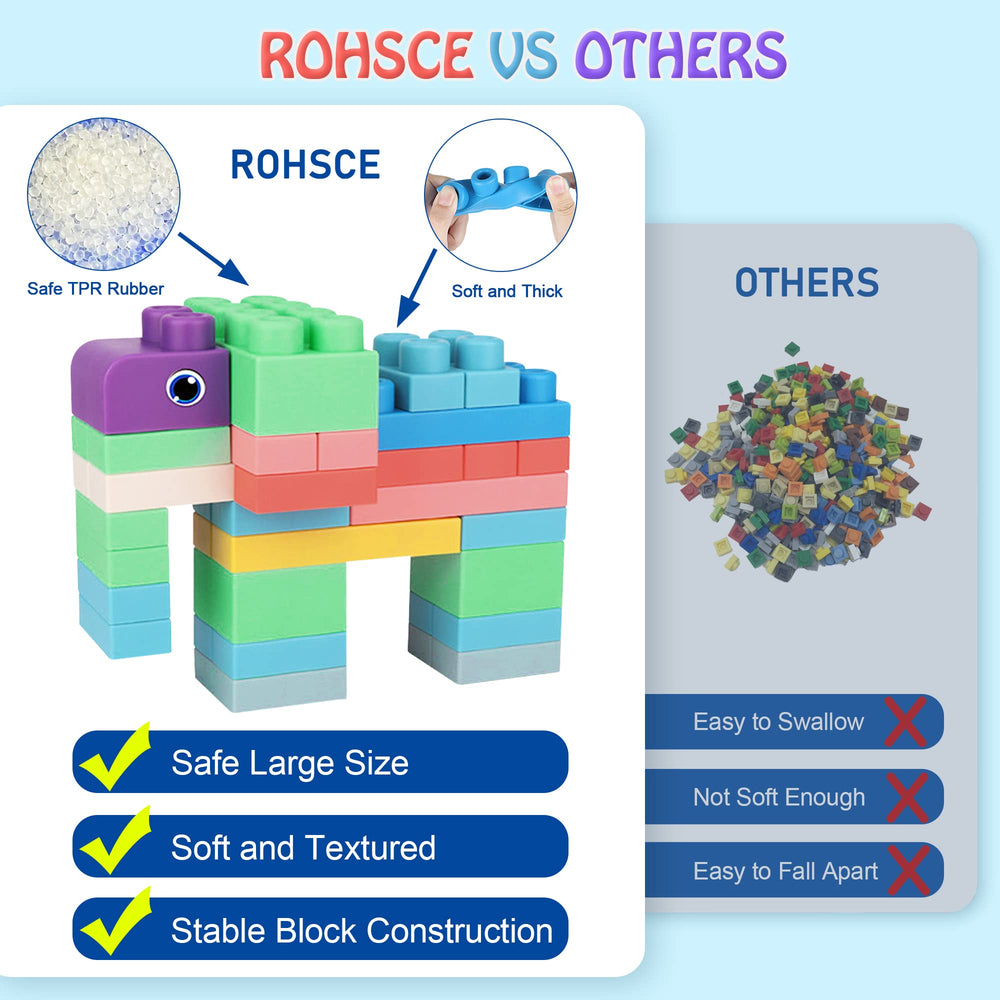 ROHSCE stacking blocks support imaginative play and basic building skills.