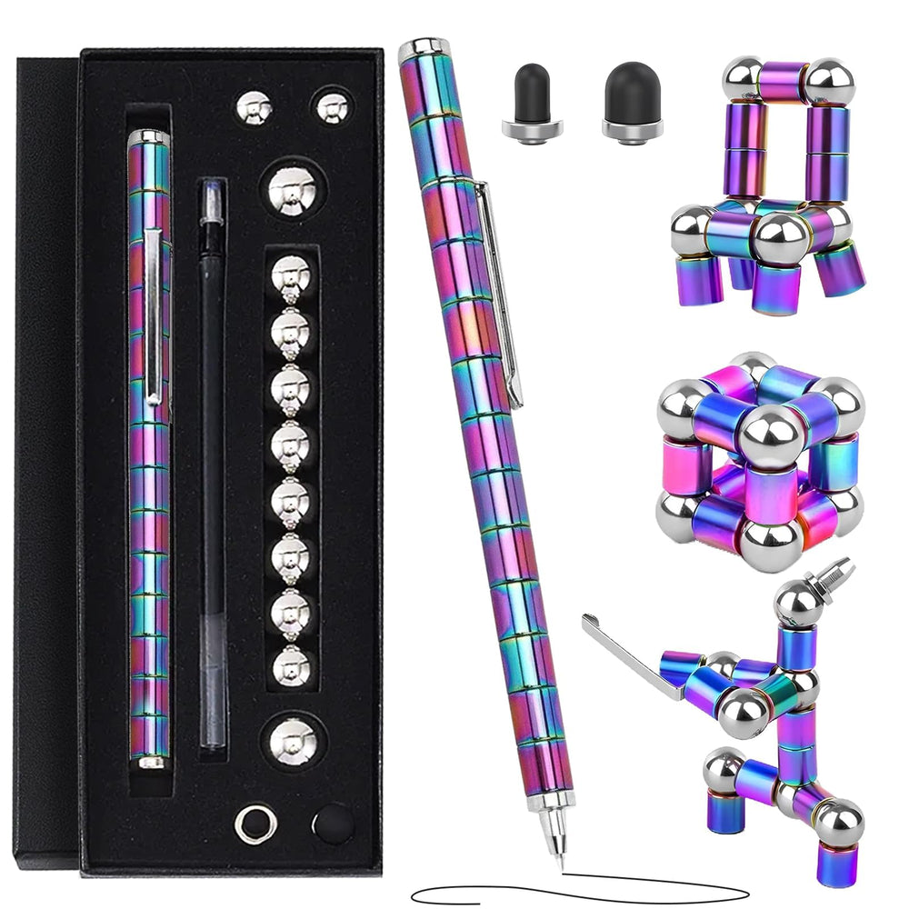 Rokile magnetic fidget pen with 13 tubes for tactile focus and creativity