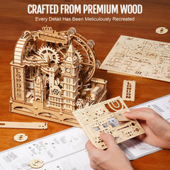 ROKR 3D puzzle laser-cut pieces ensure glue-free, sturdy joinery.