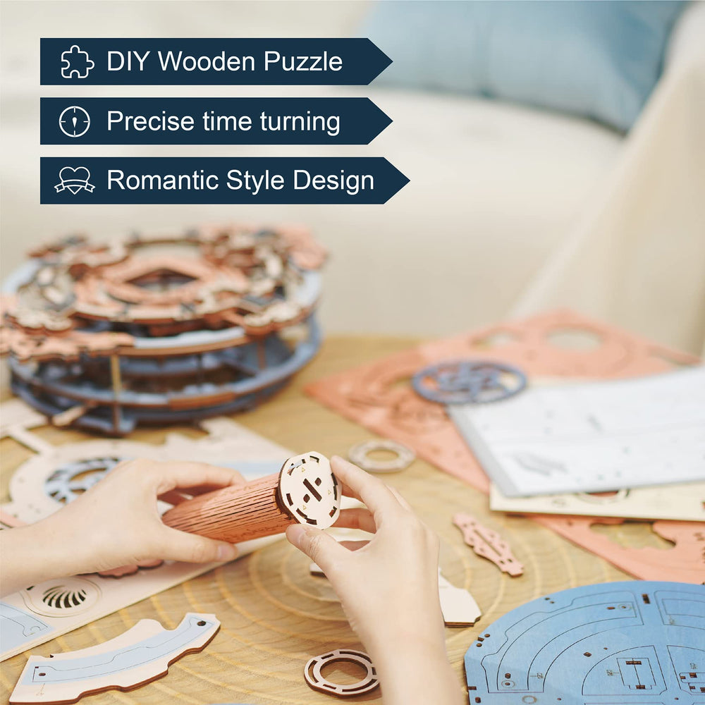 ROKR 3D Puzzles wall-hanging setup with nails and hook