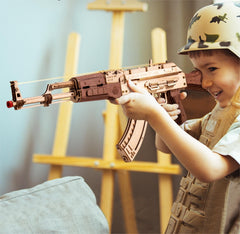 ROKR AK47 wooden model in continuous shot mode for dynamic display