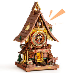 ROKR cuckoo clock three-story wooden puzzle showcases intricate craftsmanship for stylish home decor.