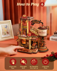 ROKR Gift Factory conveyor belts in motion with ambient LEDs