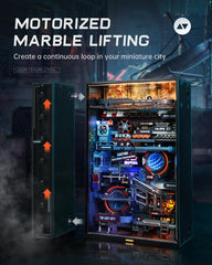 ROKR cyberpunk design on the marble run kit adds futuristic aesthetics.