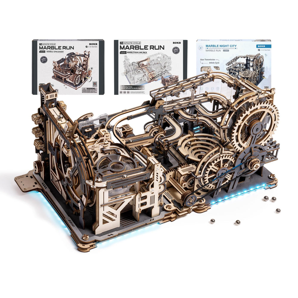 ROKR Marble Spaceport LGC01 with bright LEDs for immersive play and display.