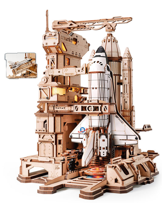 ROKR Space Shuttle assembled desk display with LED lighting for dramatic desk decor